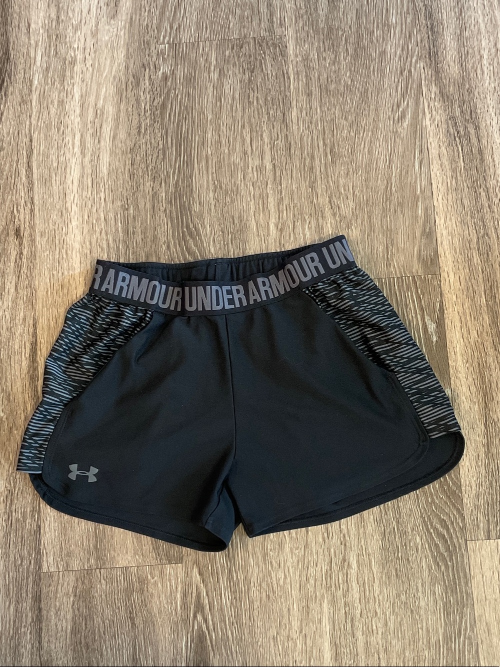 Under Armour Black Women's Logo Waistband Athletic Shorts with Gray Accent